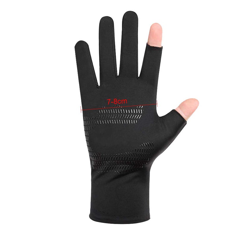 Holiberty Lightweight Silk Summer Gloves Non-Slip Outdoor Sports Driving Cycling Gloves Winter Warm Running Glove Liner Sun UV Protection Fishing Gloves for Women Men (Black, 2/5 Fingerless) - Image 5
